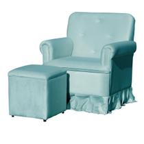 Poltrona Amamentação Com Puff Laura Suede Azul Turquesa - LM DECOR Poltrona Amamentação Com Puff Laura Suede Azul Turquesa - LM DECOR