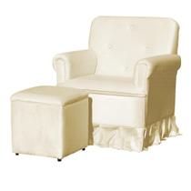 Poltrona Amamentação Com Puff Laura Suede Marfim - LM DECOR Poltrona Amamentação Com Puff Laura Suede Marfim - LM DECOR