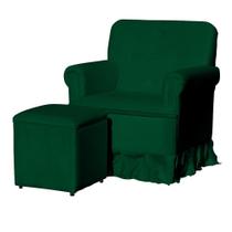 Poltrona Amamentação Com Puff Laura Suede Verde - LM DECOR Poltrona Amamentação Com Puff Laura Suede Verde - LM DECOR