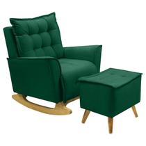 Poltrona Amamentação De Balanço Helena + Puff Veludo Quarto