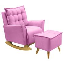Poltrona Amamentação De Balanço Helena + Puff Veludo Quarto