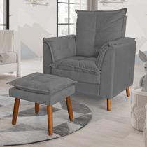 Poltrona Amamentação Descanso Pés Palito Com Puff Ariel Suede Cinza Twdecora Poltrona Amamentação Descanso Pés Palito Com Puff Ariel Suede Cinza Twdecora