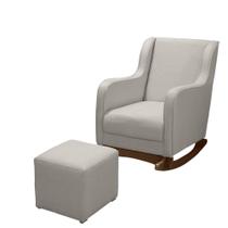 Poltrona Amamentação e Balanço Áquila Plus C/ Puff - Veludo Off White