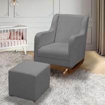 Poltrona Amamentação e Balanço Áquila Plus com Puff Boucle Cinza Poltrona Amamentação e Balanço Áquila Plus com Puff Boucle Cinza