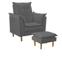 Poltrona Amamentação e Puff Ariel Suede Cinza Pés Palito Bnn Decor Poltrona Amamentação e Puff Ariel Suede Cinza Pés Palito Bnn Decor