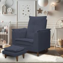 Poltrona Amamentação Lara com Puff para Quarto de Bebê Confortável Suede Azul Marinho Poltrona Amamentação Lara com Puff para Quarto de Bebê Confortável Suede Azul Marinho