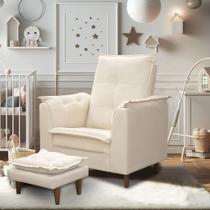 Poltrona Amamentação Lara com Puff para Quarto de Bebê Confortável Suede Bege Poltrona Amamentação Lara com Puff para Quarto de Bebê Confortável Suede Bege
