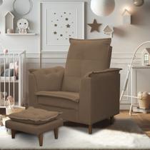 Poltrona Amamentação Lara com Puff para Quarto de Bebê Confortável Suede Marrom Poltrona Amamentação Lara com Puff para Quarto de Bebê Confortável Suede Marrom
