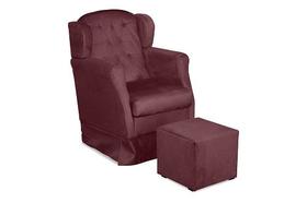 Poltrona Amamentação Malu Com Balanço e Puff Suede Bordo - Fm