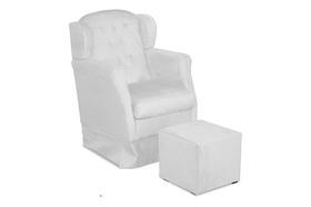 Poltrona Amamentação Malu Com Balanço e Puff Suede Branco - Fm