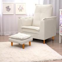 Poltrona Amamentação + Mini Puff Opala Tecido Suede Bege - FRI Varejo