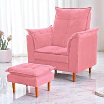 Poltrona Amamentação + Mini Puff Opala Tecido Suede Rosa - FRI Varejo