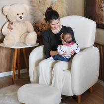 Poltrona Amamentação Organica - Organite Com Puff Fixa Boucle Bege- Larbelle Móveis