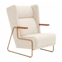 Poltrona Amélie Base Aço Bouclé Off White - Sallar Home Poltrona Amélie Base Aço Bouclé Off White - Sallar Home