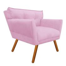 Poltrona Anitta Suede Rosa Bebê Pés Palito Castanho Drossi Poltrona Anitta Suede Rosa Bebê Pés Palito Castanho Drossi