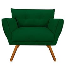 Poltrona Anitta Suede Verde Pés Palito Castanho Drossi Poltrona Anitta Suede Verde Pés Palito Castanho Drossi