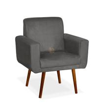 Poltrona Anitta Vit Decor em Suede Bege com Pés Palito Confortável e Sofisticada para Sala ou Escritório