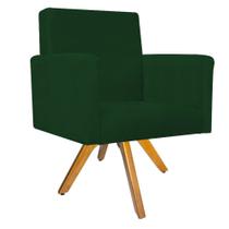 Poltrona Arenzza Base Giratória de Madeira Suede Verde - DAMAFFÊ MÓVEIS