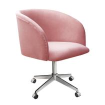 Poltrona Atenas com Rodízio Decoração Sala de Estar Rosa Rose