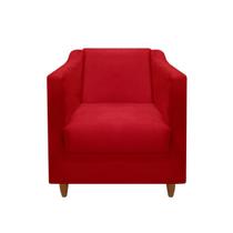 Poltrona Átila Decorativa Escritório E Sala Suede Vermelho