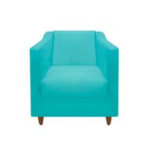 Poltrona Átila Decorativa Sala Suede Azul Tiffany