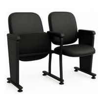 Poltrona Auditório Rebatível 02 Lugares Linha Premium - material sintético Preto - 38102 Poltrona Auditório Rebatível 02 Lugares Linha Premium - material sintético Preto - 38102