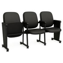 Poltrona Auditório Rebatível 03 Lugares Linha Premium - material sintético Preto - 38103 Poltrona Auditório Rebatível 03 Lugares Linha Premium - material sintético Preto - 38103