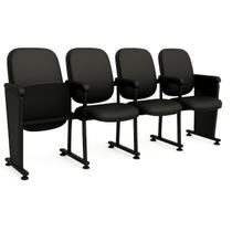 Poltrona Auditório Rebatível 04 Lugares Linha Premium - material sintético Preto - 38104