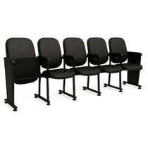 Poltrona Auditório Rebatível 05 Lugares Linha Premium - material sintético Preto - 38105 Poltrona Auditório Rebatível 05 Lugares Linha Premium - material sintético Preto - 38105