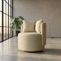 Poltrona Aurora Linho 40 Giratória Design Orgânico Luxo Base Aço Premium Poltrona Aurora Linho 40 Giratória Design Orgânico Luxo Base Aço Premium
