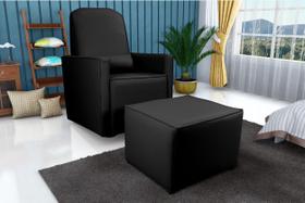 Poltrona Balanço C/Puff Annecy Corano Preto F281 - Matrix - LM DECOR