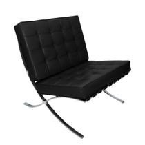 Poltrona Barcelona Base Inox Couro Natural Legitimo