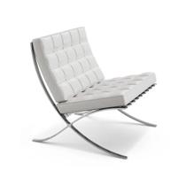 Poltrona Barcelona com Puff material ecológico Cromada Branco Poltrona Barcelona com Puff material ecológico Cromada Branco