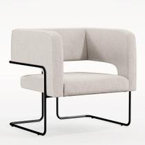Poltrona Base De Aço Preto Linho Cru C-443 Poltrona Base De Aço Preto Linho Cru C-443