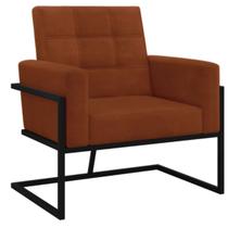 Poltrona Base de ferro para Sala de Estar Decorativa Cadeira Estofada Resistente Escritório Recepção manicure