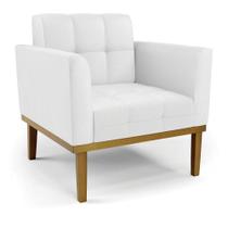 Poltrona Base De Madeira Fixa Castanho Elisa material sintético Branco D03 - D'rossi