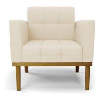 Poltrona Base De Madeira Fixa Castanho Kit 2 Elisa Linho D03 - D'rossi Cor A19 Bege Poltrona Base De Madeira Fixa Castanho Kit 2 Elisa Linho D03 - D'rossi Cor A19 Bege