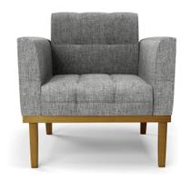 Poltrona Base De Madeira Fixa Castanho Kit 2 Elisa Linho D03 - D'rossi Cor A26 Grafite Poltrona Base De Madeira Fixa Castanho Kit 2 Elisa Linho D03 - D'rossi Cor A26 Grafite