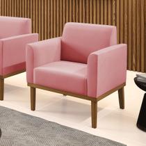 Poltrona Base de Madeira Fixa Castanho Marisa Suede D03 - D'Rossi