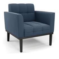 Poltrona Base De Madeira Fixa Preto Elisa Suede D03 - D'rossi Cor Azul Marinho Poltrona Base De Madeira Fixa Preto Elisa Suede D03 - D'rossi Cor Azul Marinho