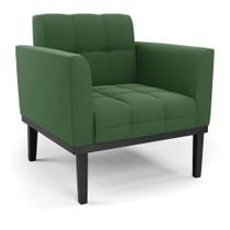 Poltrona Base De Madeira Fixa Preto Elisa Suede D03 - D'rossi Cor Verde