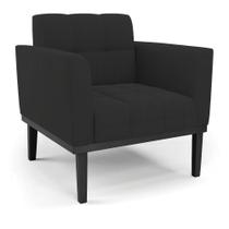 Poltrona Base De Madeira Fixa Preto Elisa Veludo D03 - D'rossi Cor Preto