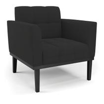 Poltrona Base de Madeira Fixa Preto Elisa Veludo Preto D03 - D'Rossi