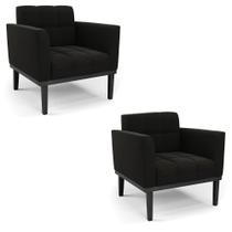 Poltrona Base De Madeira Fixa Preto Kit 2 Elisa Suede D03 - D'rossi Cor Preto Poltrona Base De Madeira Fixa Preto Kit 2 Elisa Suede D03 - D'rossi Cor Preto