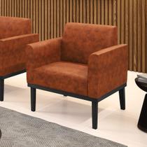 Poltrona Base de Madeira Fixa Preto Marisa Corano Nozes