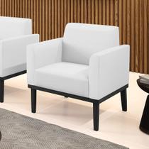 Poltrona Base de Madeira Fixa Preto Marisa material sintético Branco