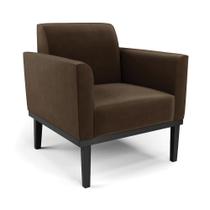 Poltrona Base De Madeira Fixa Preto Marisa Suede Marrom D03 - D'Rossi