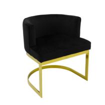 Poltrona Base Dupla Metal Dourado Estofado Preto Luxo Poltrona Base Dupla Metal Dourado Estofado Preto Luxo