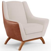 Poltrona Base Em Madeira Camel B-14 Linho Cru C-443 Poltrona Base Em Madeira Camel B-14 Linho Cru C-443