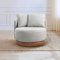 Poltrona Base Fixa e Estofada com Almofadas Decorativas Vilani Yescasa Marrom/Cinza Claro Poltrona Base Fixa e Estofada com Almofadas Decorativas Vilani Yescasa Marrom/Cinza Claro